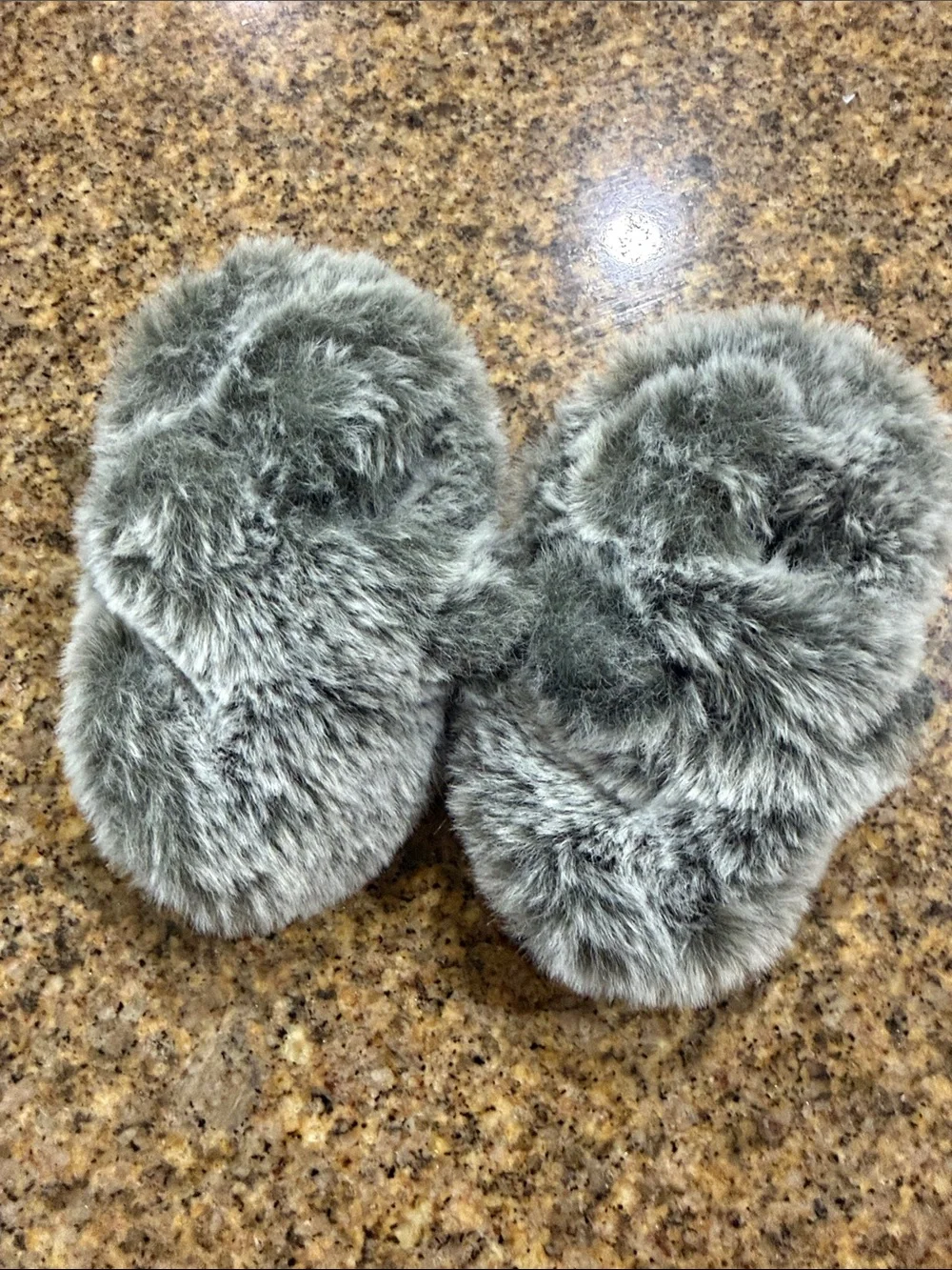 Carter's Light Gray & Cream Striped Footed One-Piece Set with Bear Feet